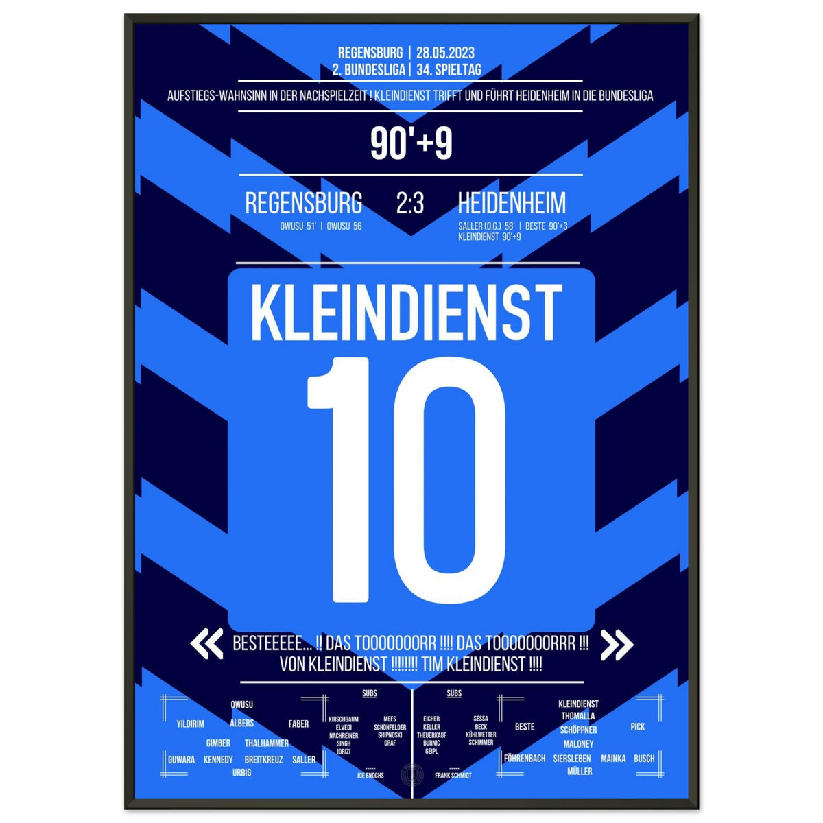Tim Kleindienst with the goal that secured Heidenheim's promotion