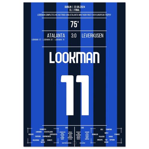 Lookman scores a hat-trick to lead Atalanta to the first European Cup triumph in the club's history.