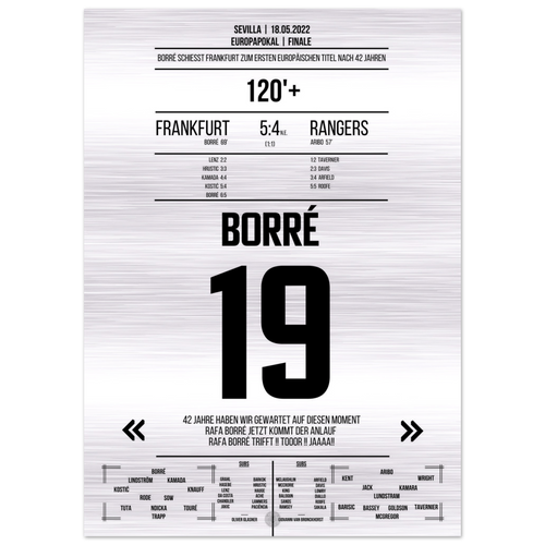 (Metal Print) Matchwinner Borré beim Europapokal Triumph 2022