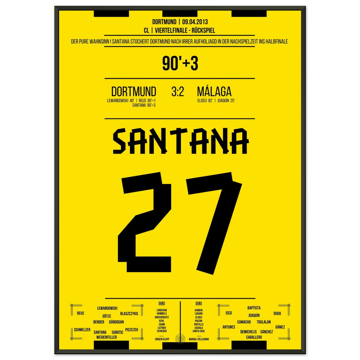 Santana's winning goal in Dortmund's sensational comeback against Malaga