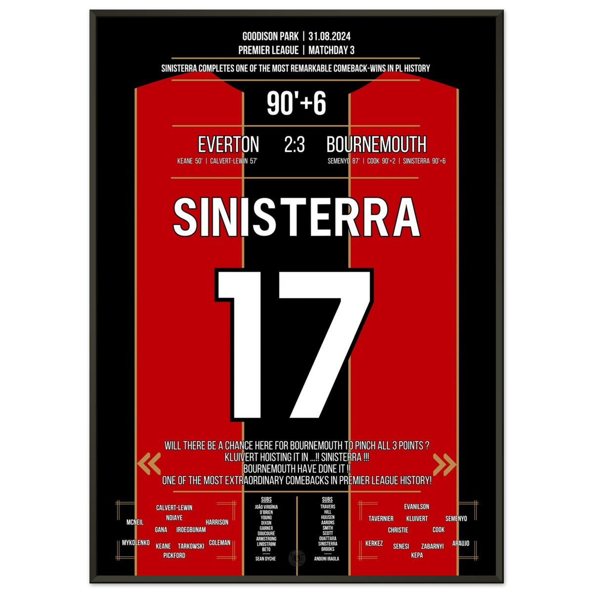 Sinisterra später Siegtreffer bei epischen Comeback-Sieg für die Cherries