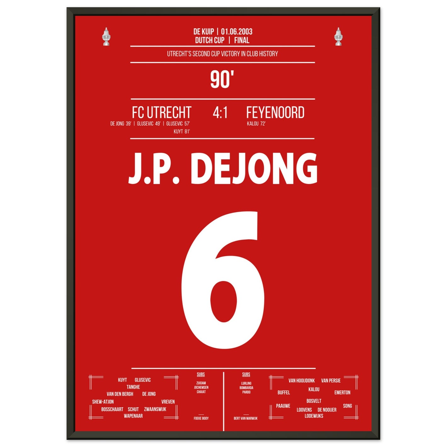 Utrecht gewinnt den zweiten Pokal der Vereinsgeschichte in 2003 50x70-cm-20x28-Schwarzer-Aluminiumrahmen