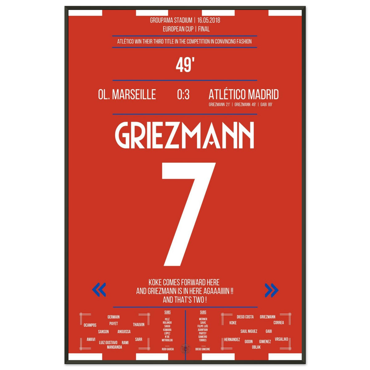 Griezmann mène l'Atletico au titre européen en 2018