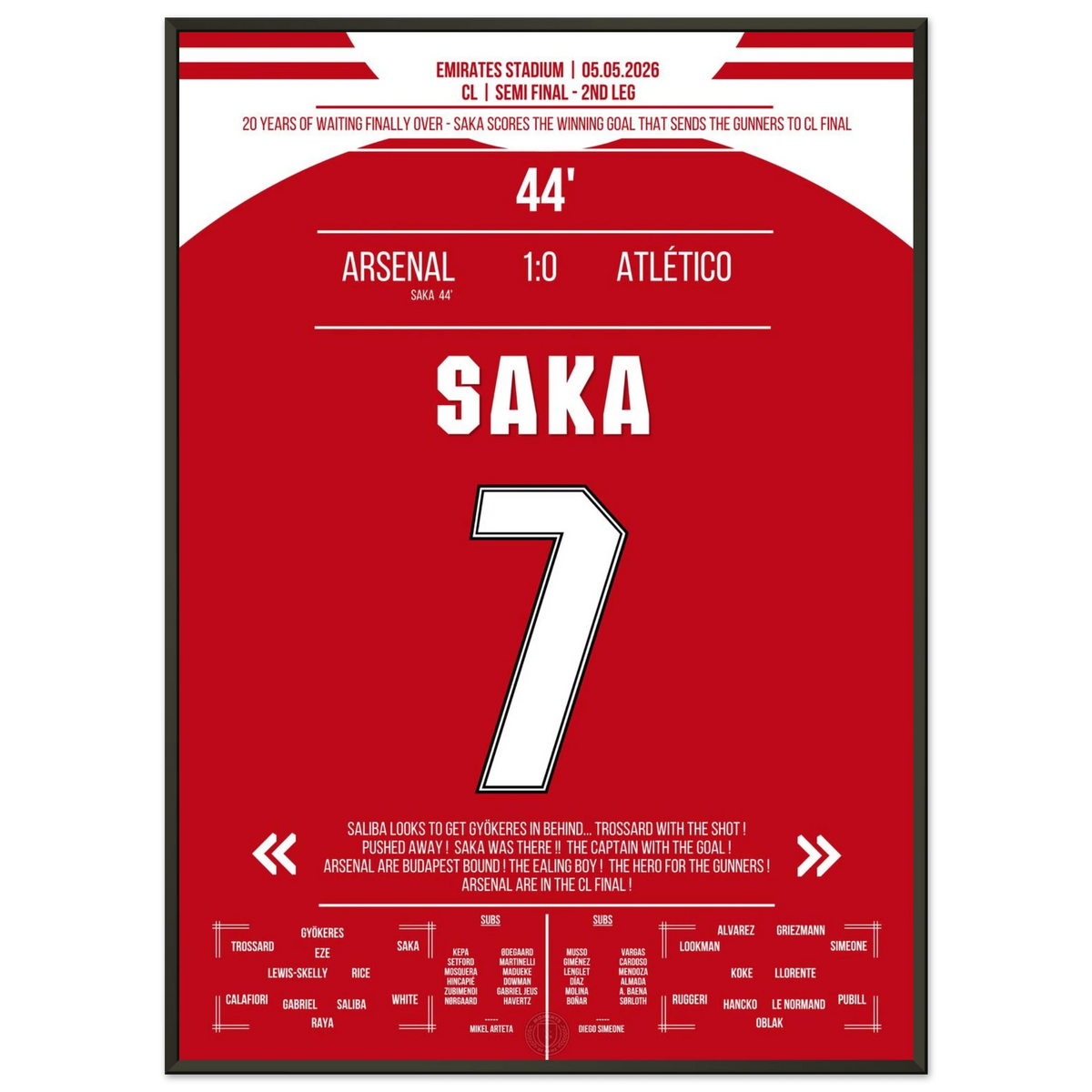 Starboy Saka führt Arsenal nach 20 Jahren wieder in ein CL Finale