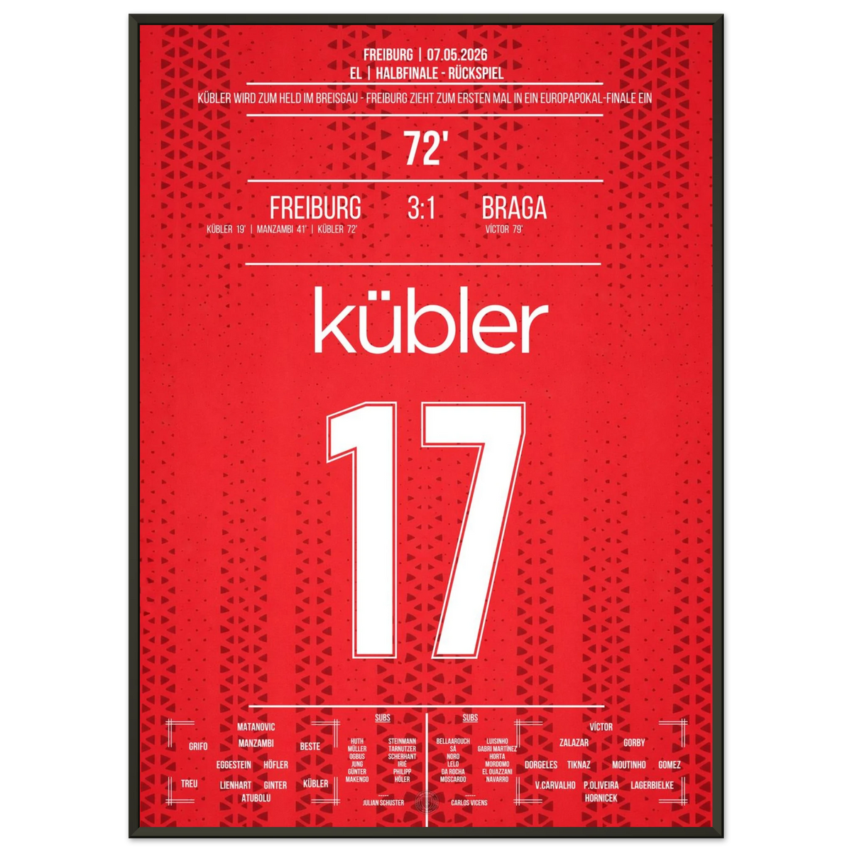 Kübler marque deux fois et mène les Breisgauers à la première finale européenne de l'histoire du club