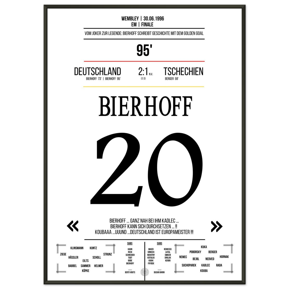 Le but en or de Bierhoff contre la République tchèque en finale du Championnat d'Europe 1996
