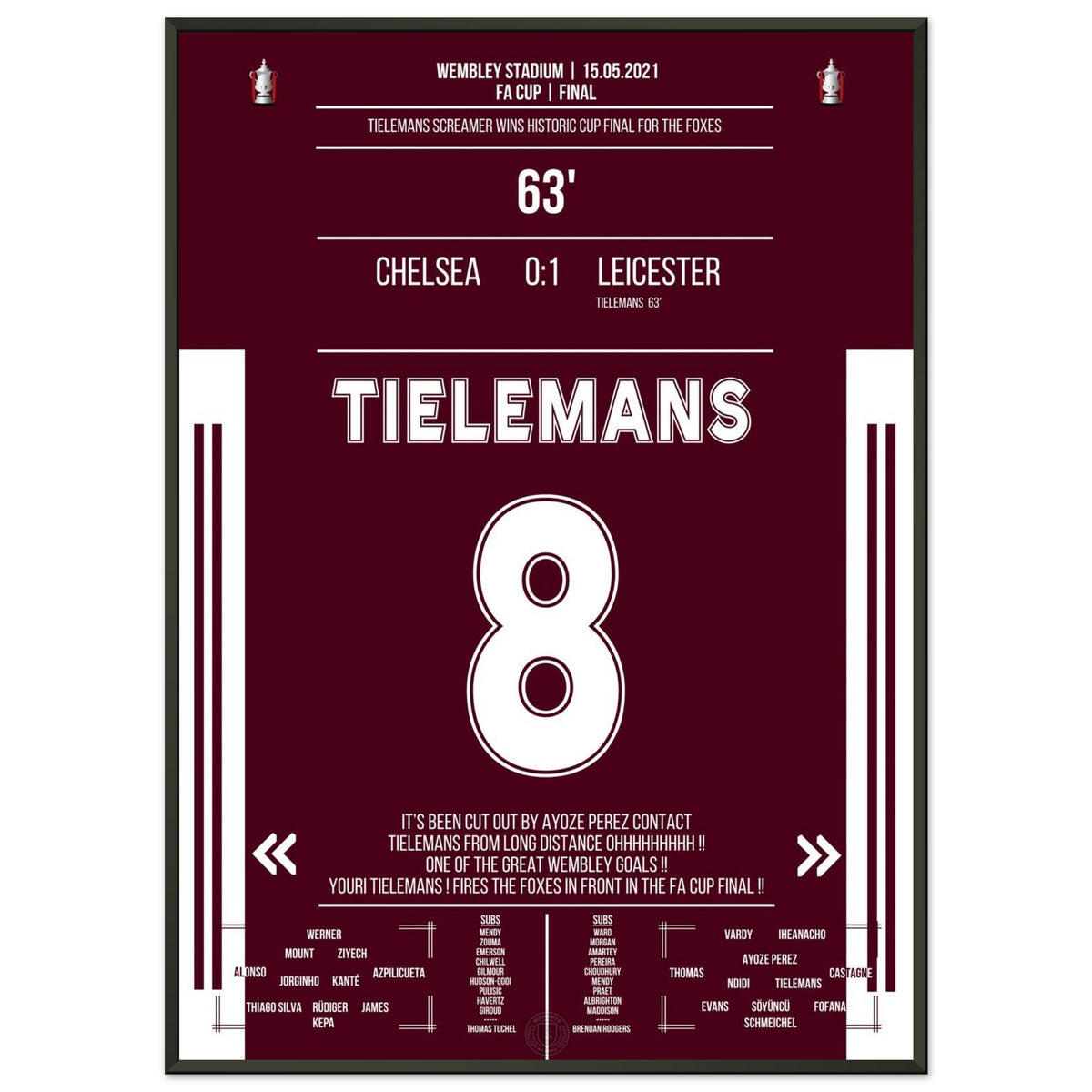 Tielemans segna un gol da sogno e porta il Leicester a una storica vittoria in Coppa.