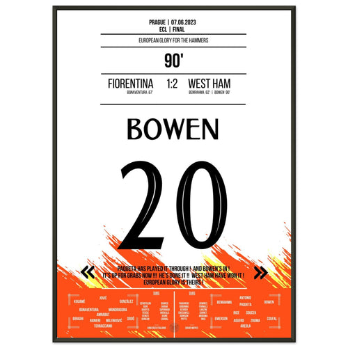 Bowen's last-minute winning goal for the European Cup triumph for the 