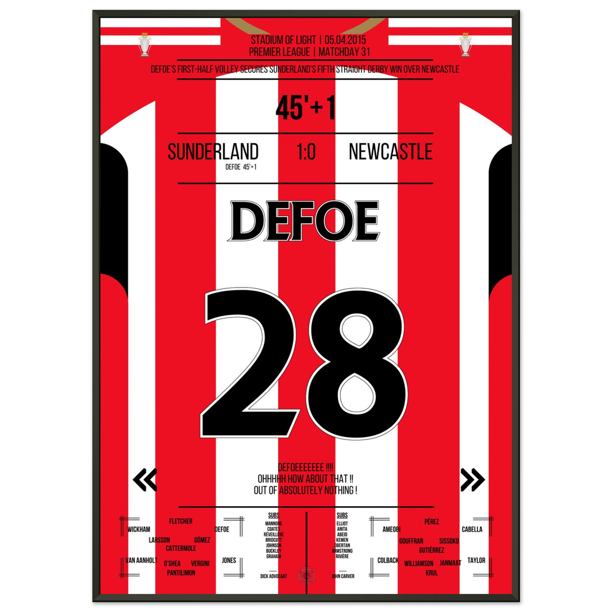 Defoe's Volley per la vittoria nel derby contro il Newcastle nel 2015