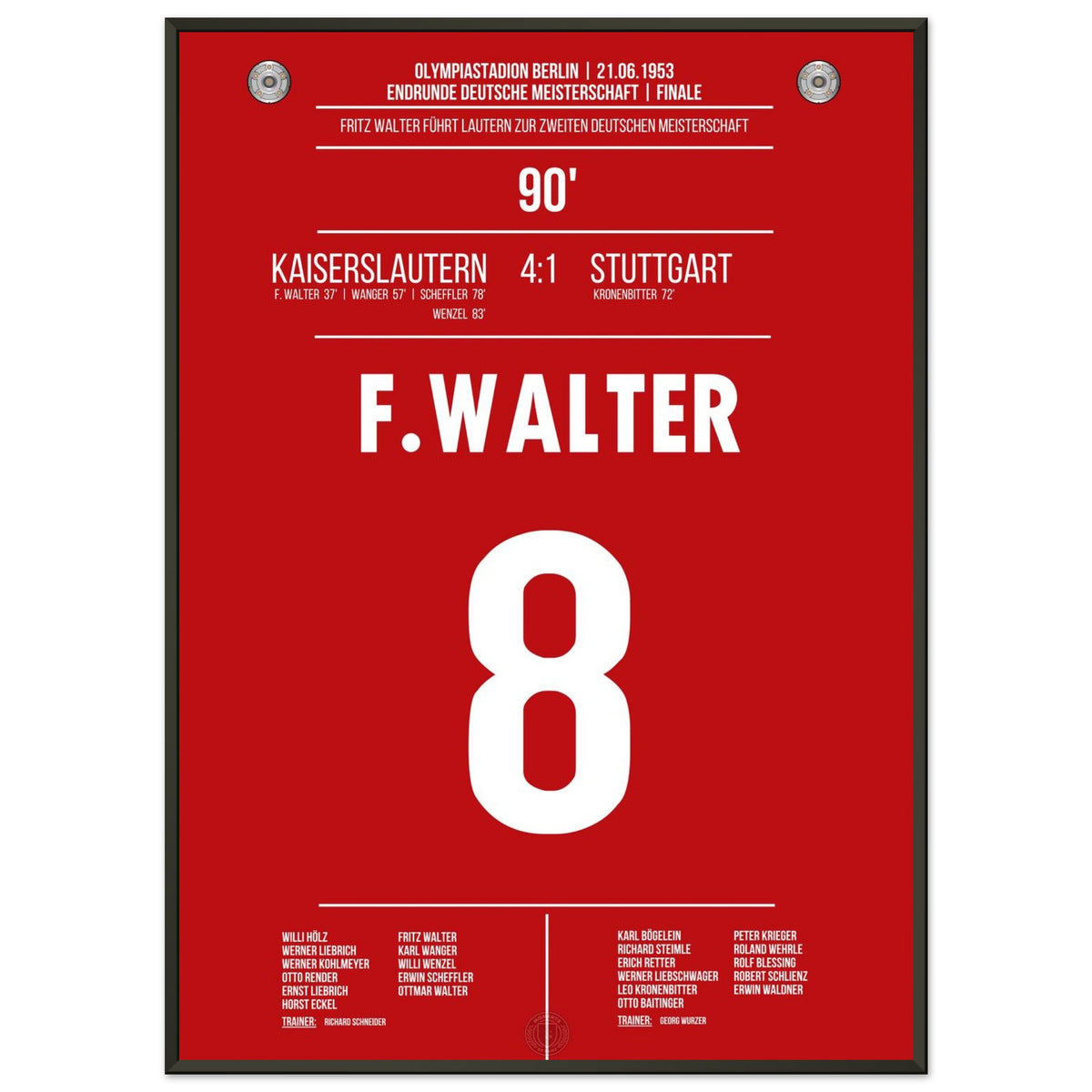 Fritz Walter mène Lautern à son deuxième championnat d'Allemagne