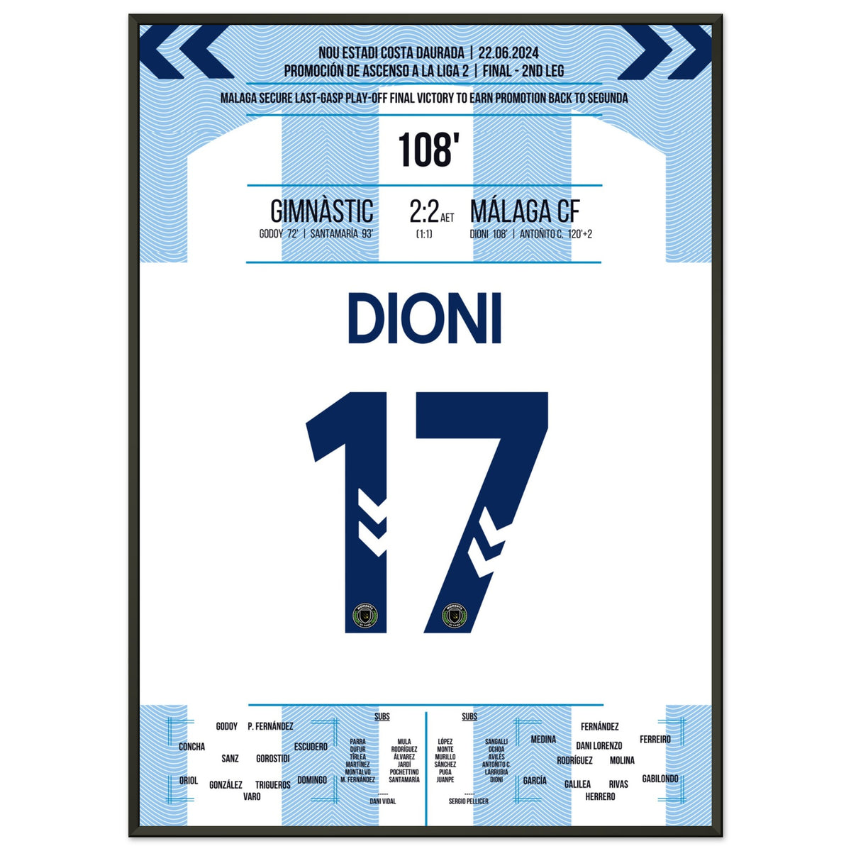 Dioni initiates the turnaround against Gimnastic.