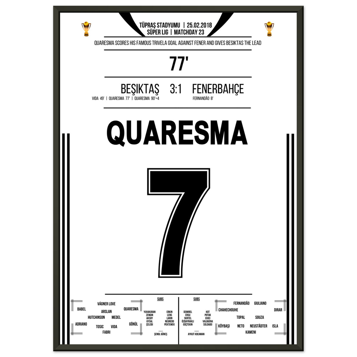 Quaresma's dream goal with the outside of his foot during the derby victory against Fenerbahce in 2018