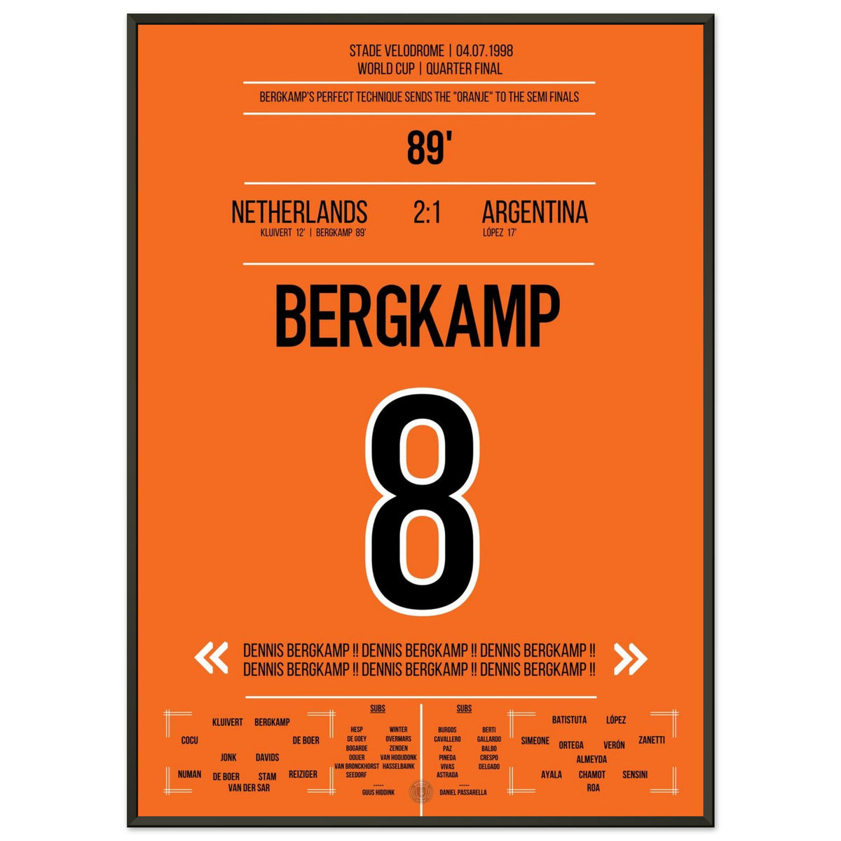 Dennis Bergkamp gol da sogno ai Mondiali 1998 nei quarti di finale Paesi Bassi - Argentina
