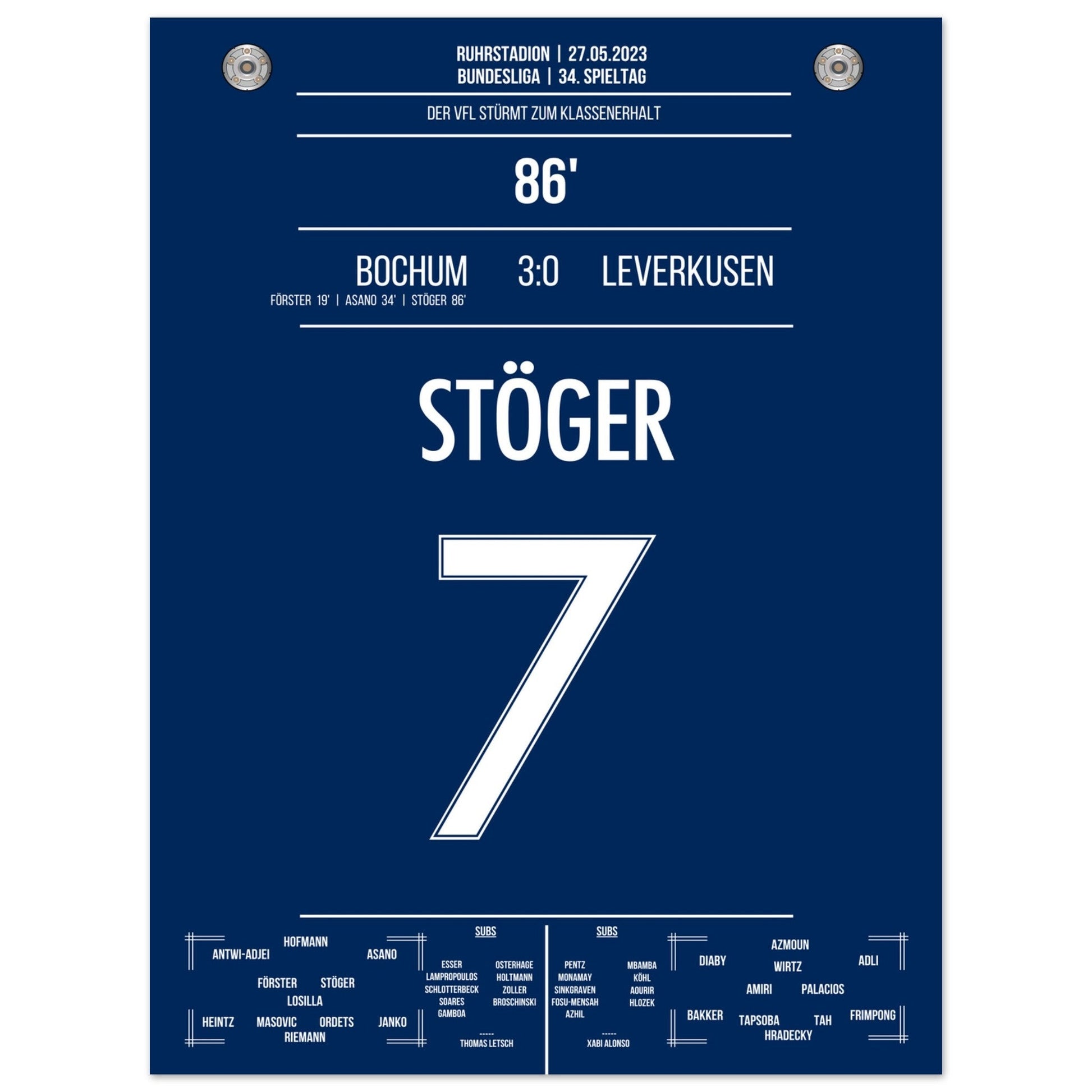 Bochum's Sturm zum Klassenerhalt 2023 45x60-cm-18x24-Ohne-Rahmen