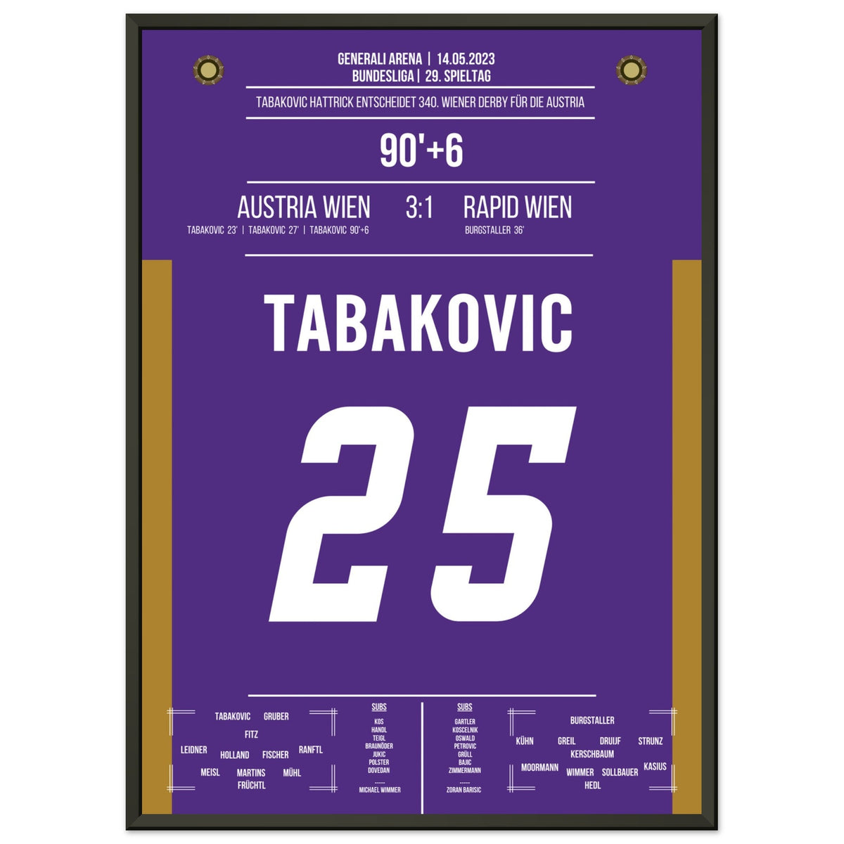 Hattrick von Tabakovic im 340. Wiener Derby