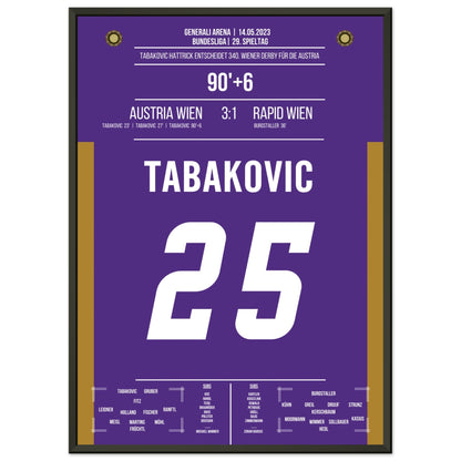 Hattrick von Tabakovic im 340. Wiener Derby 50x70-cm-20x28-Schwarzer-Aluminiumrahmen