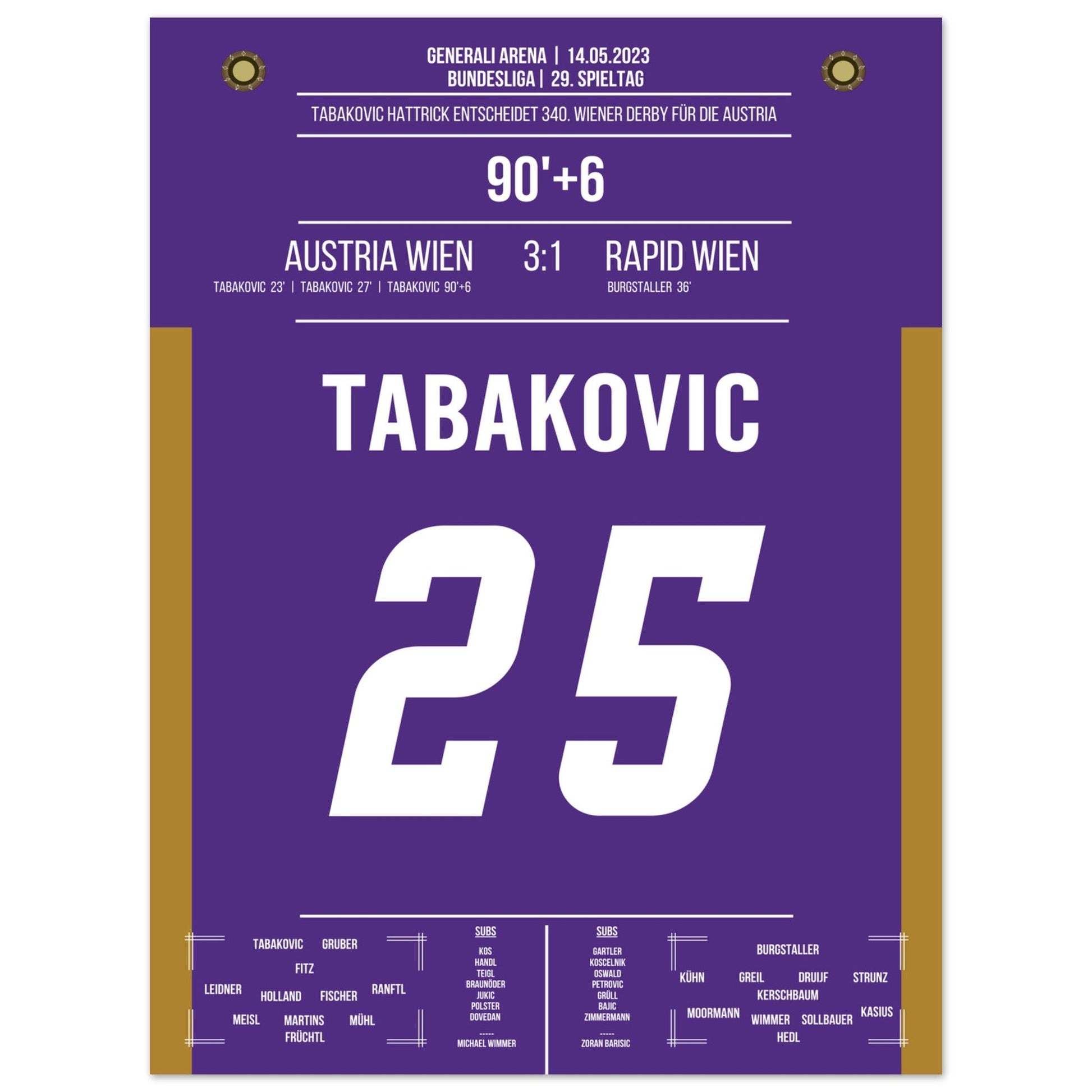 Hattrick von Tabakovic im 340. Wiener Derby 45x60-cm-18x24-Ohne-Rahmen