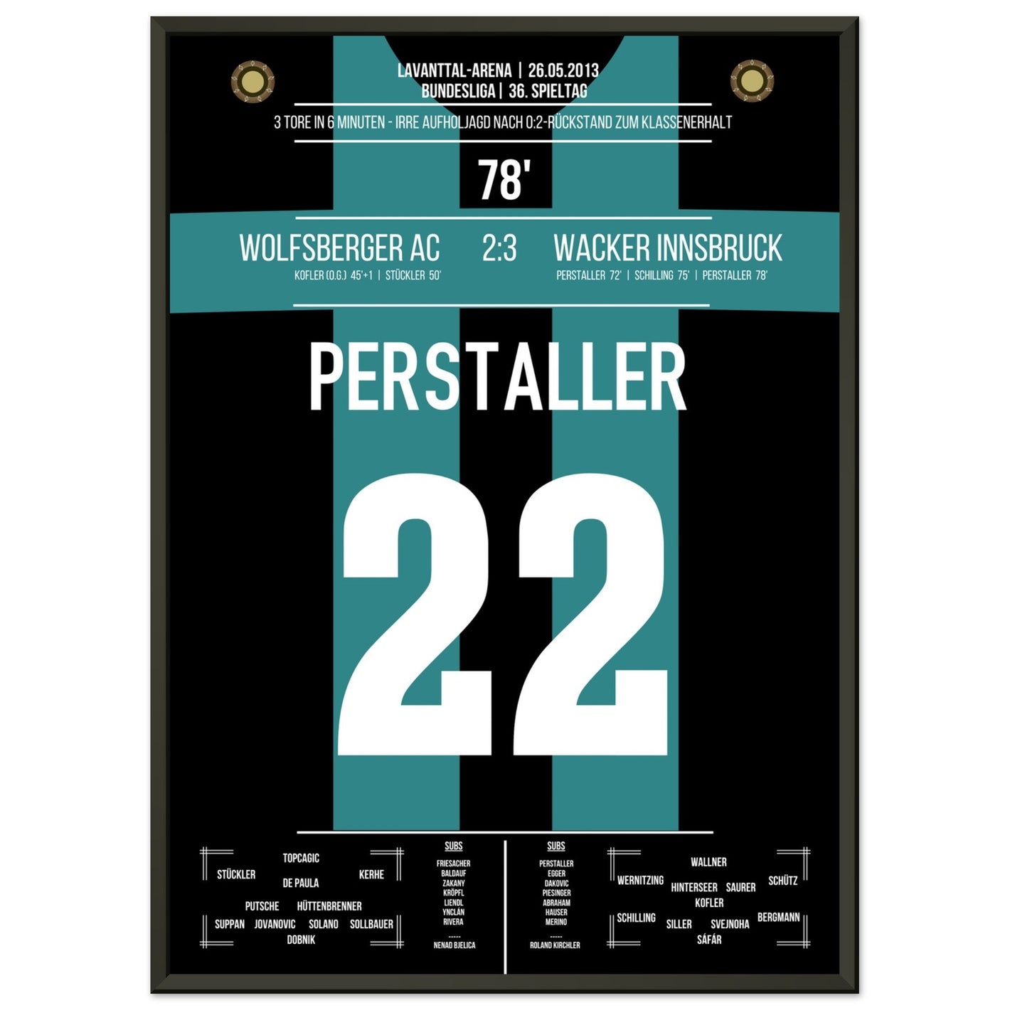 Innsbruck's wilde Aufholjagd zum Klassenerhalt 2013 50x70-cm-20x28-Schwarzer-Aluminiumrahmen