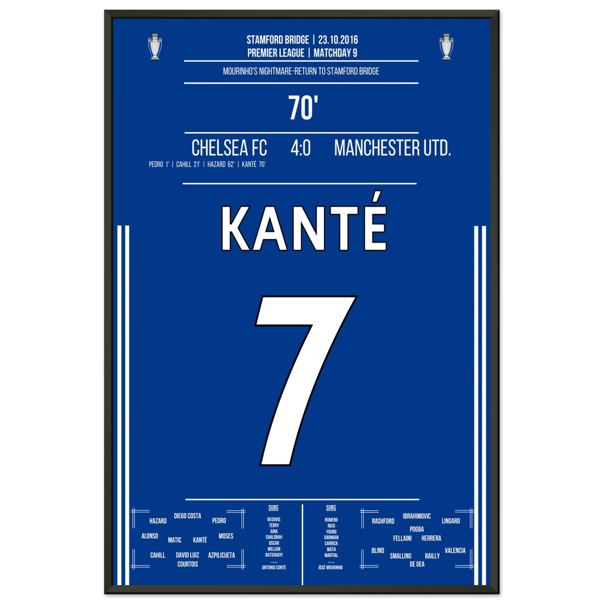 Kanté's Solo-Tor bei Mourinho's Albtraum-Rückkehr an die Stamford Bridge 60x90-cm-24x36-Schwarzer-Aluminiumrahmen